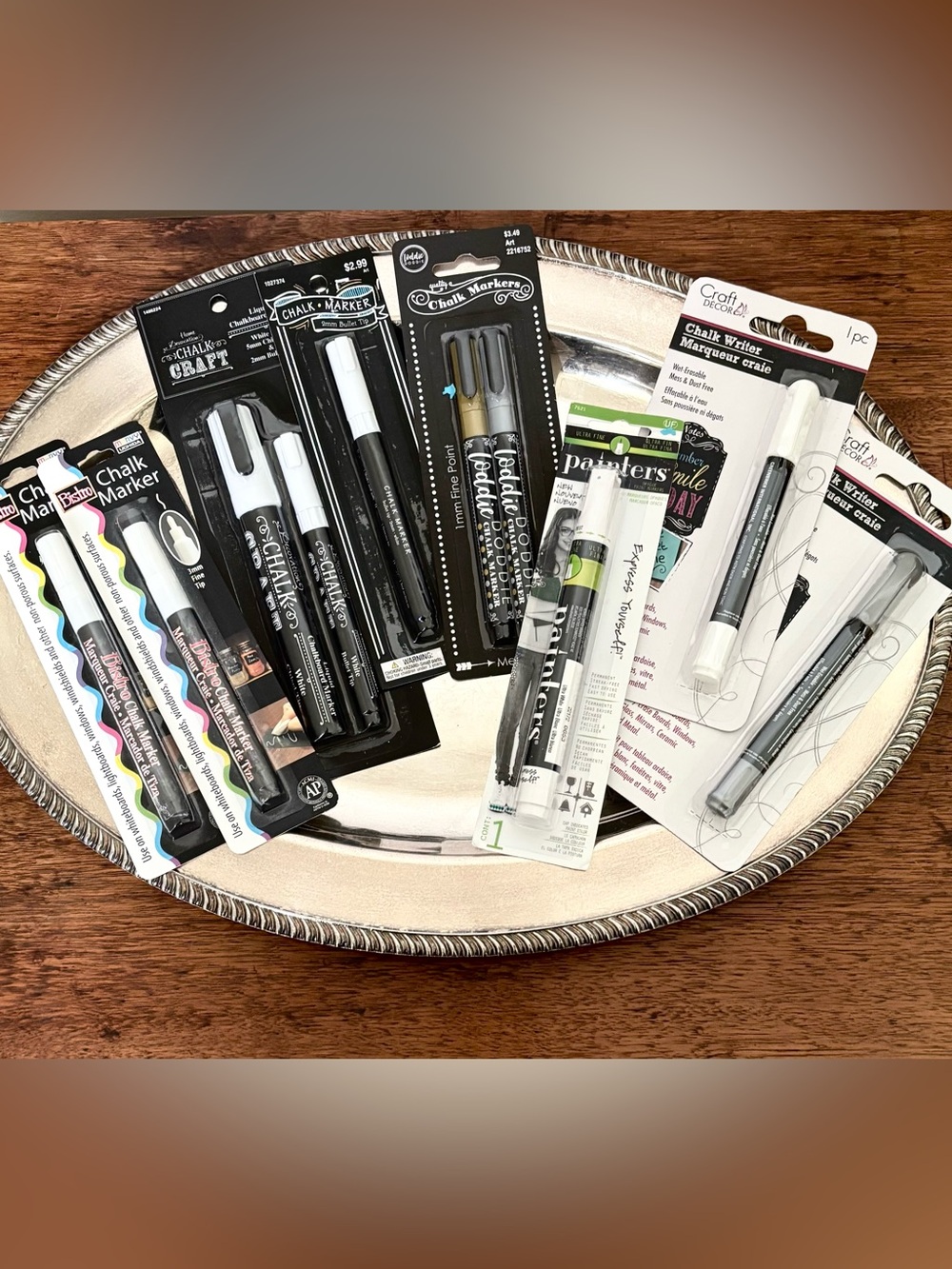 10 PC liquid chalk pens markers, white, silver, and gold